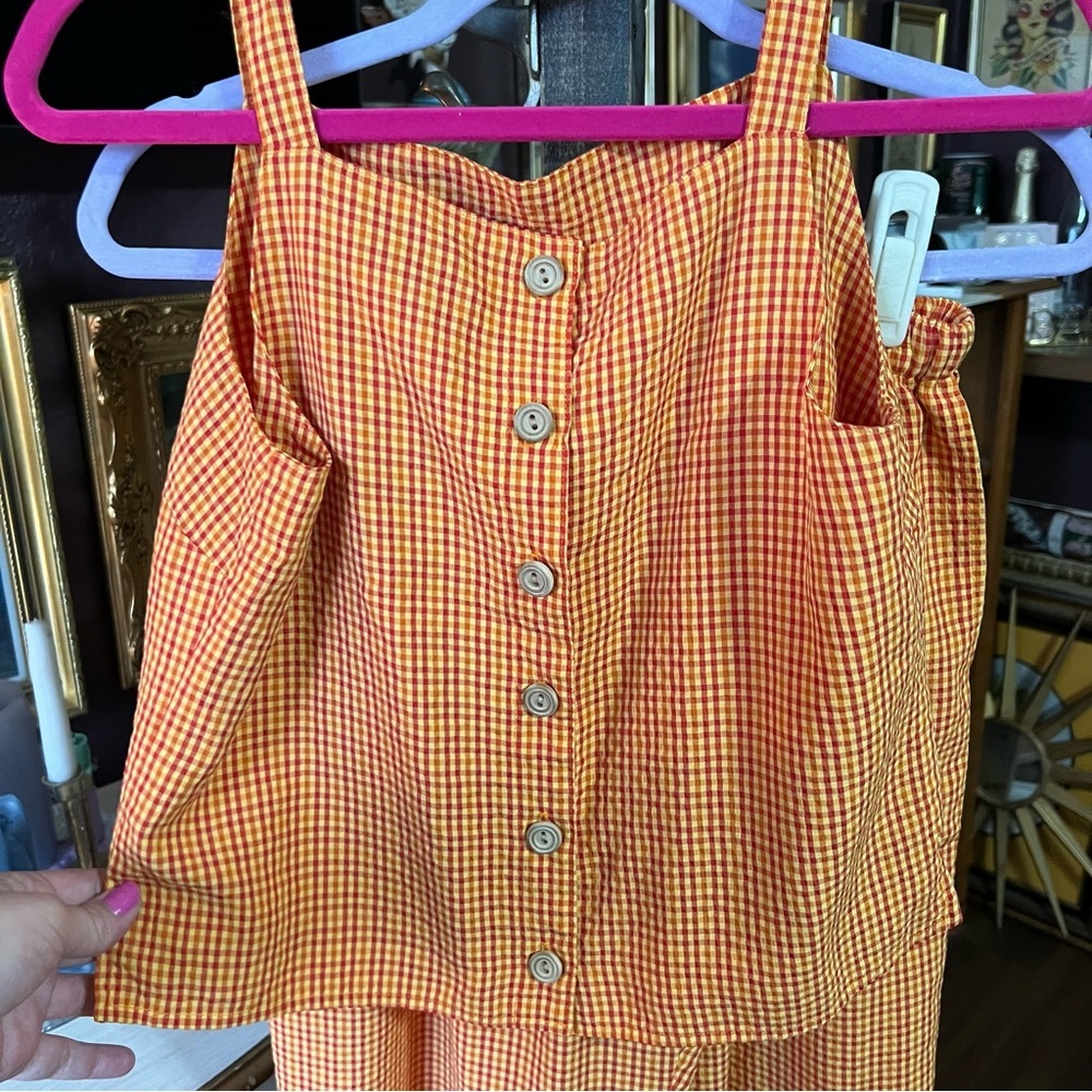 F.L. Malik Vintage Gingham 2 Pc Set Size Small - Picture 4 of 11